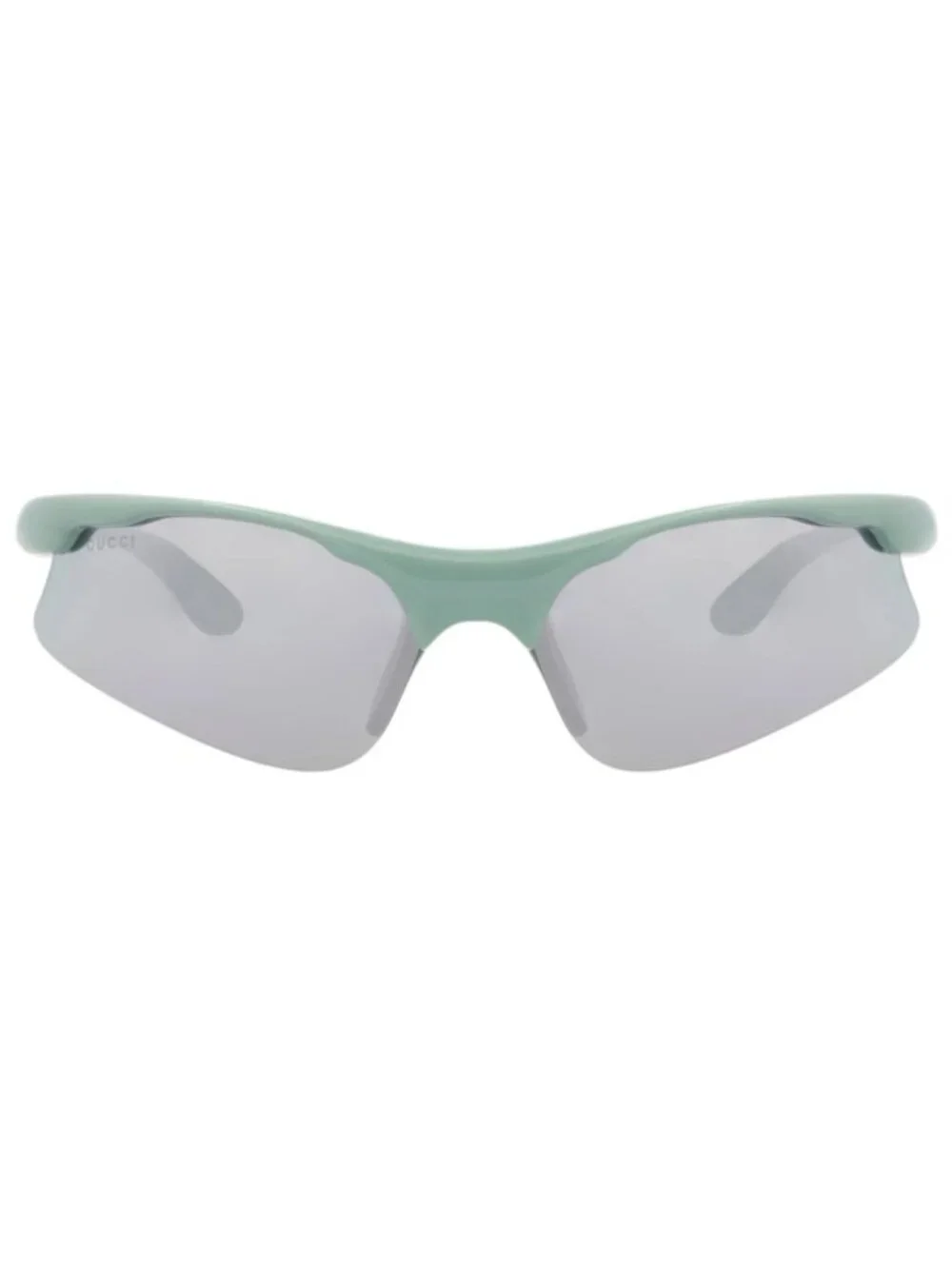 New Gucci Women's Eyeglasses Mens Shield Wrap Green Green Silver